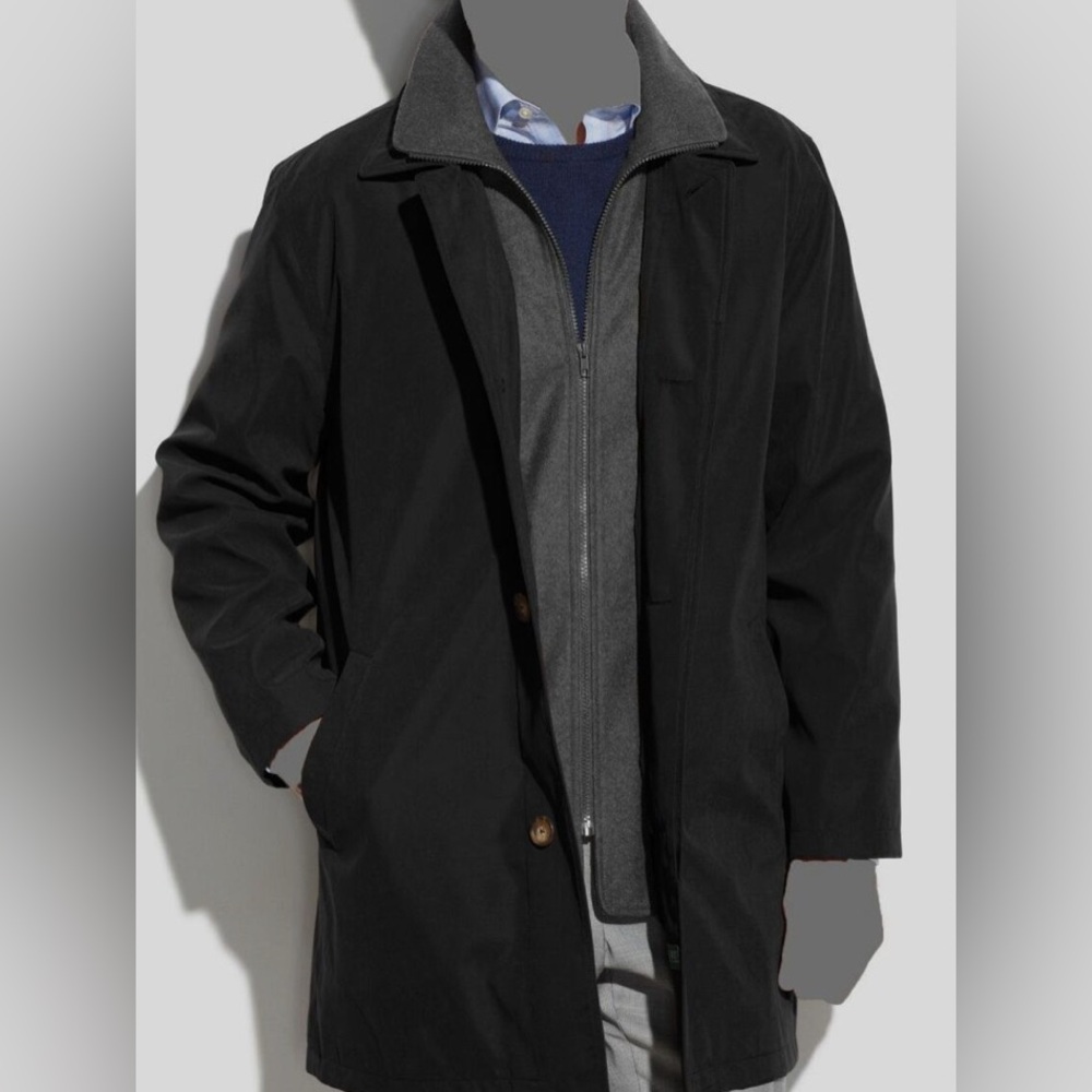 Ralph Lauren Mens Black Edgar Classic-Fit Overcoat Raincoat Coat Jacket